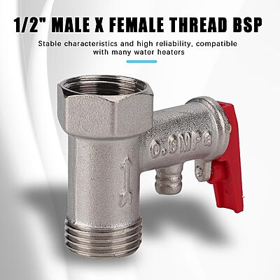 Pressure Relief Valve Electric Water Heater - Male Thread x Female BSP Brass 0.8mpa Pressure Relief Valve Electric Water Heater - Male Thread x Female BSP Brass 0.8mpa