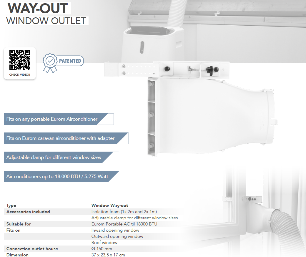 Eurom Window Outlet for tilt-and-turn and Skylights - Mobile Air Conditioners Eurom Window Outlet for tilt-and-turn and Skylights - Mobile Air Conditioners