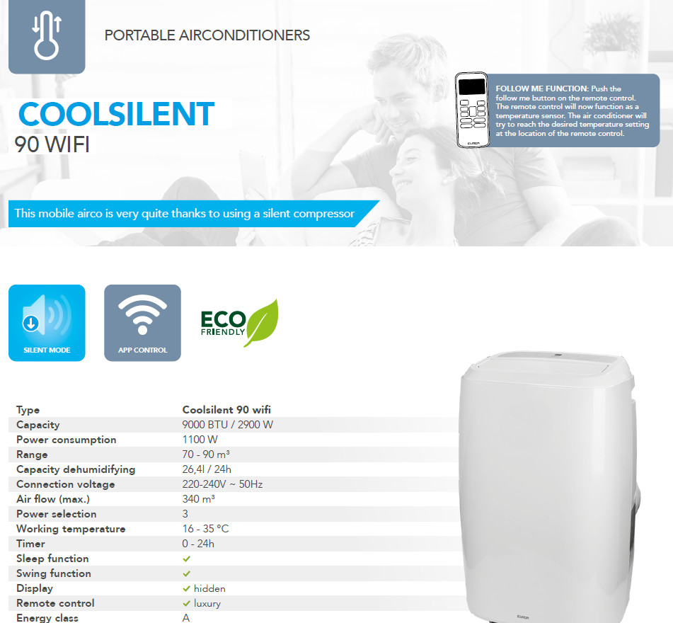 Eurom Coolsilent 9000 BTU Mobile Air Conditioner